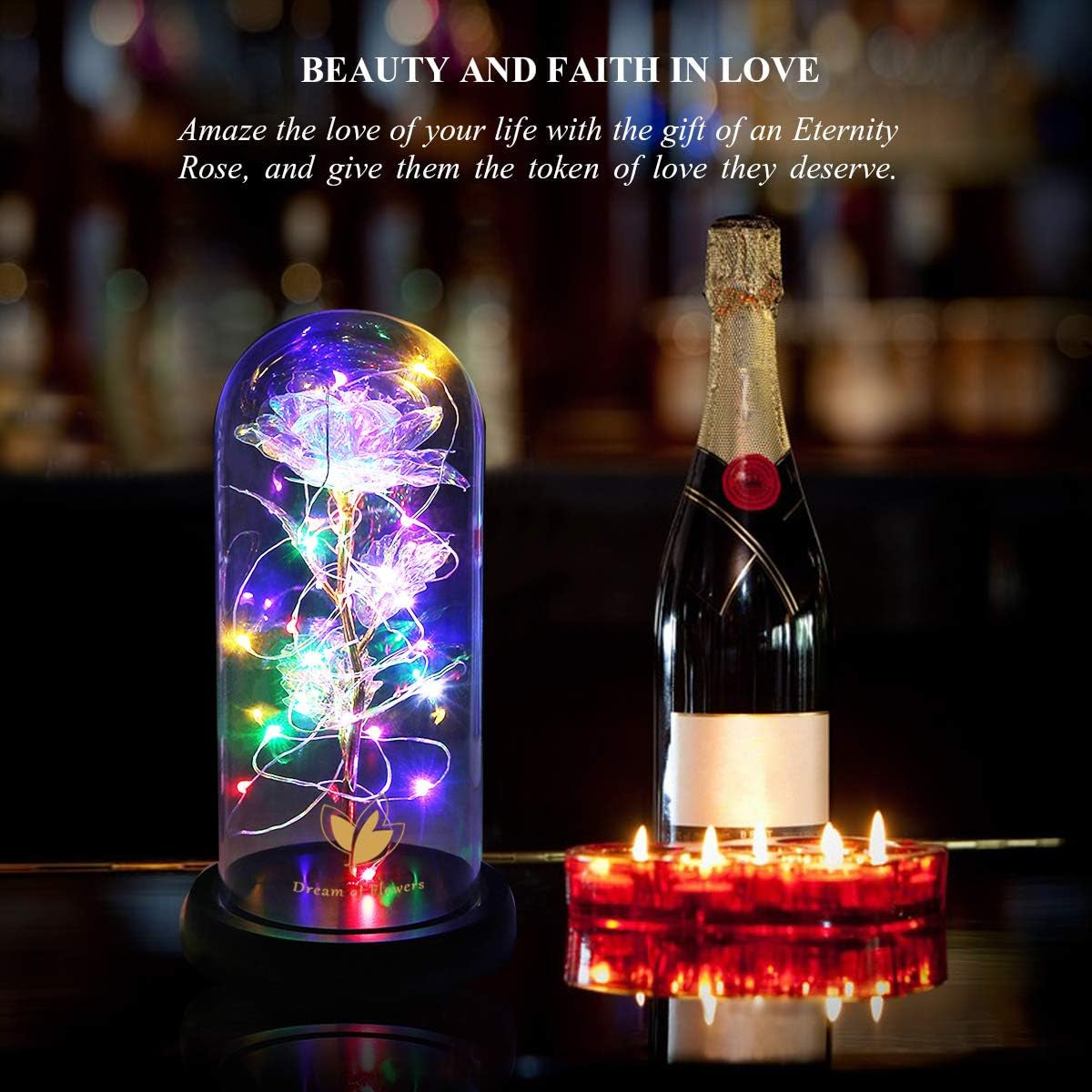 Beauty and the Beast Rose Set Galaxy Rose Artificial Flower Gold Rose Valentine'S Day Thanksgiving Mother'S Day Christmas Girl Birthday Gift (24K Colorful Rose)